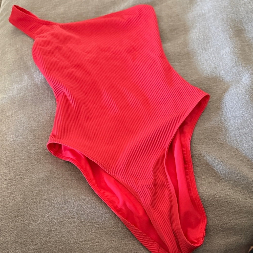 Red One Piece Swimsuit one shoulder
